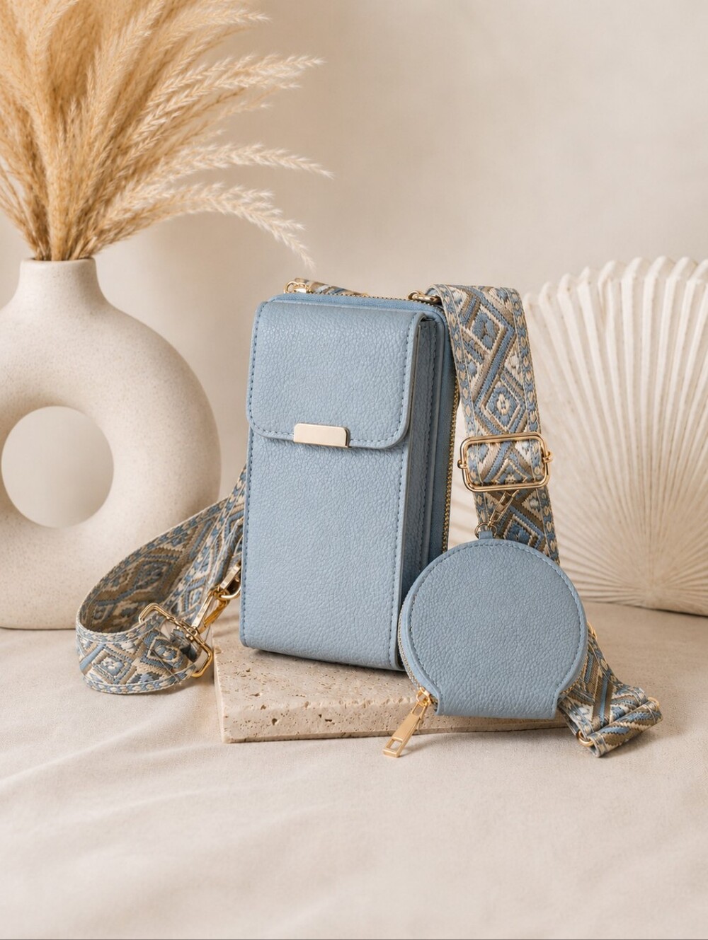 Alyssa Blue Crossbody Phone Wallet Bag Coin Purse Strap NWT